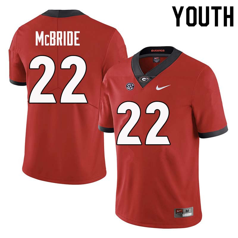 Georgia Bulldogs Youth Nate McBride #22 Red Stitched College UGA Football Jersey 23RL016TG